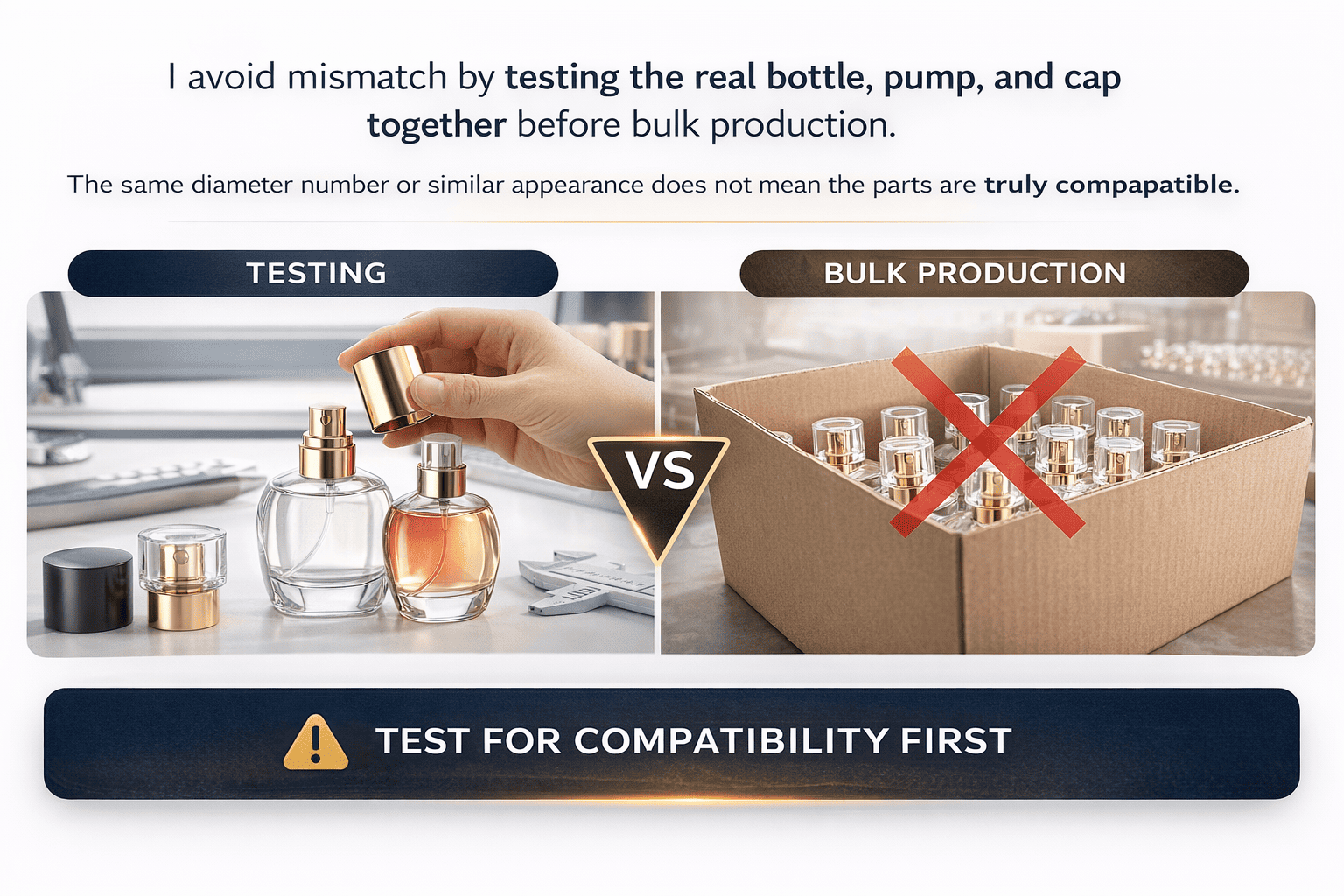 perfume bottle cap pump matching test