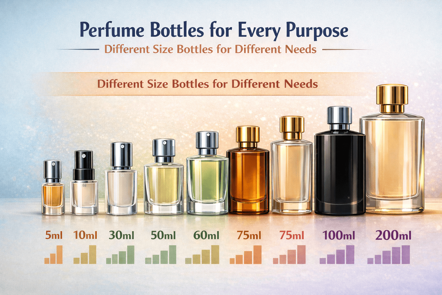 common perfume bottle sizes from samples to full size