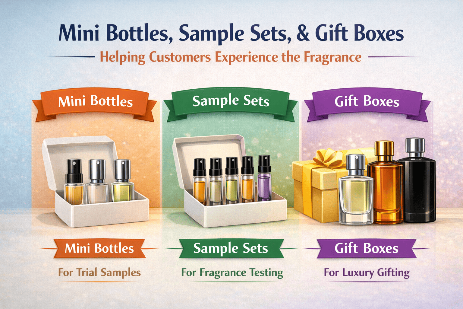mini perfume bottles and discovery sets for testing scents