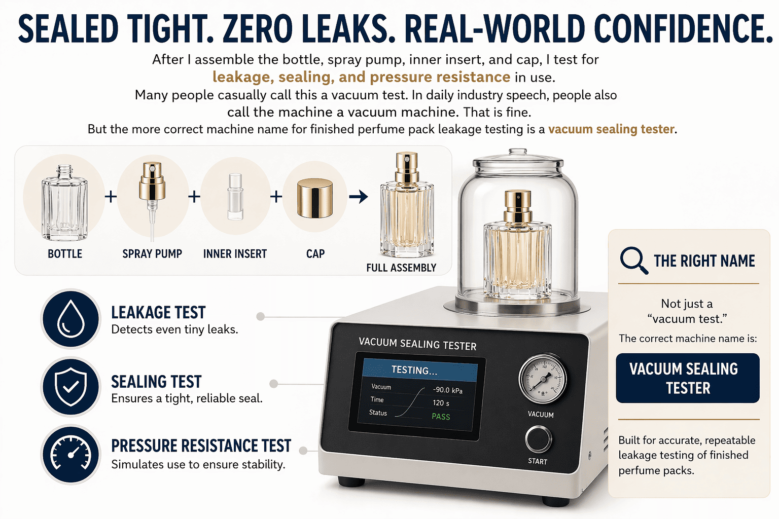perfume bottle sealing and leakage test