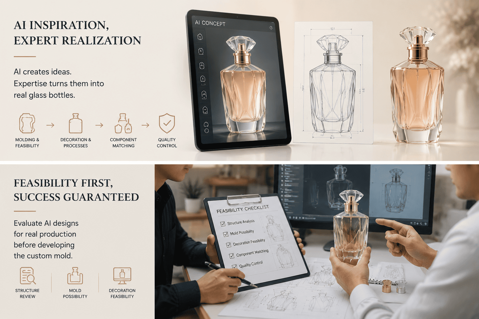 AI perfume bottle design evaluation before manufacturing