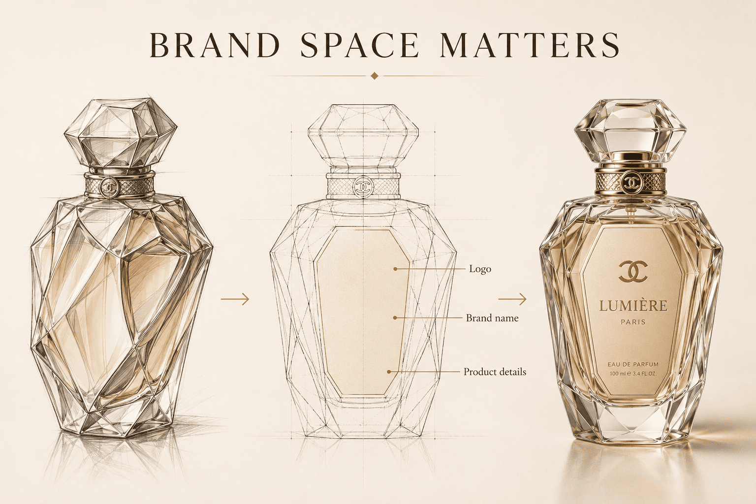 Perfume bottle logo placement design