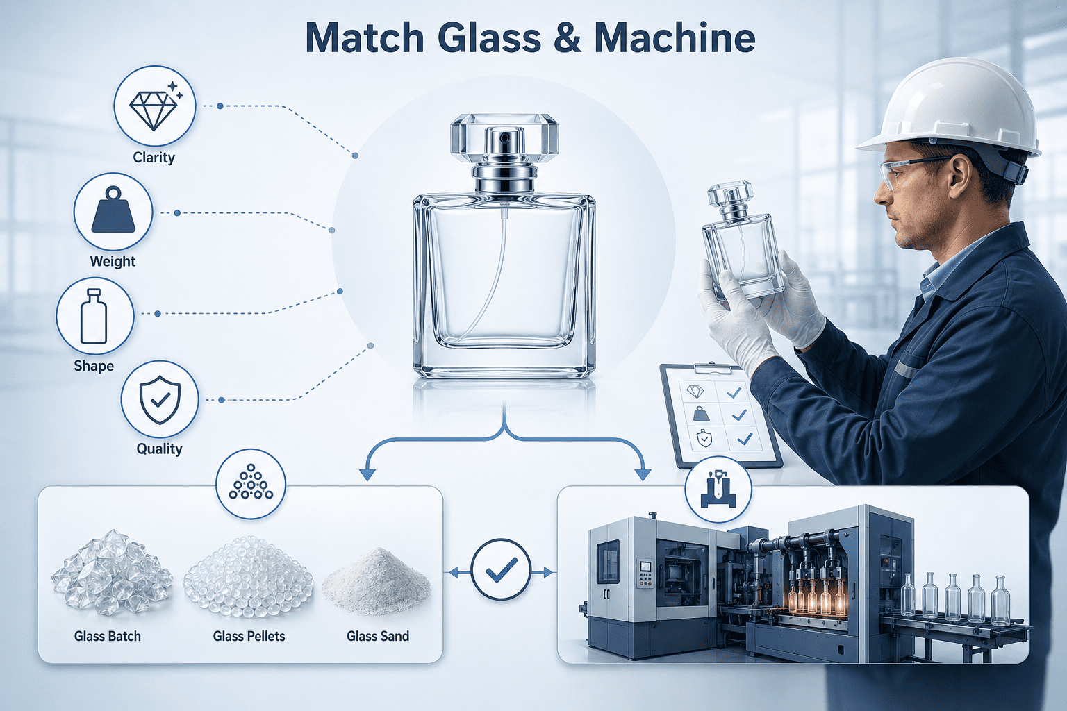 Crystal clear glass perfume bottle production machine