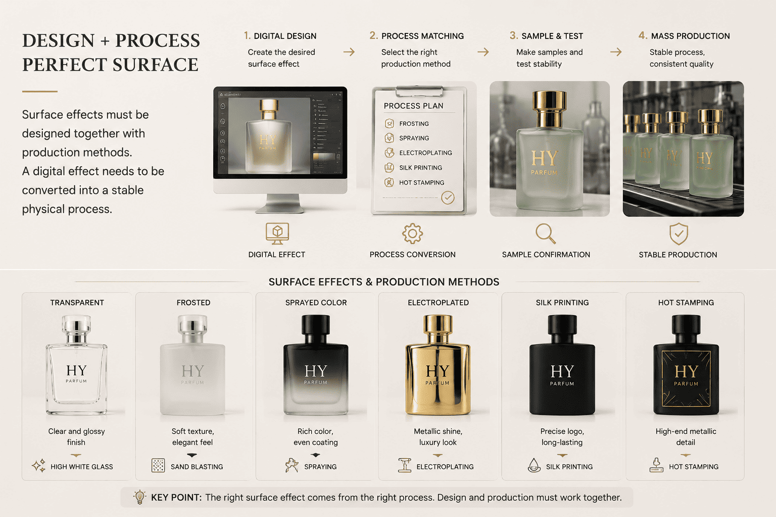 Perfume bottle surface decoration process