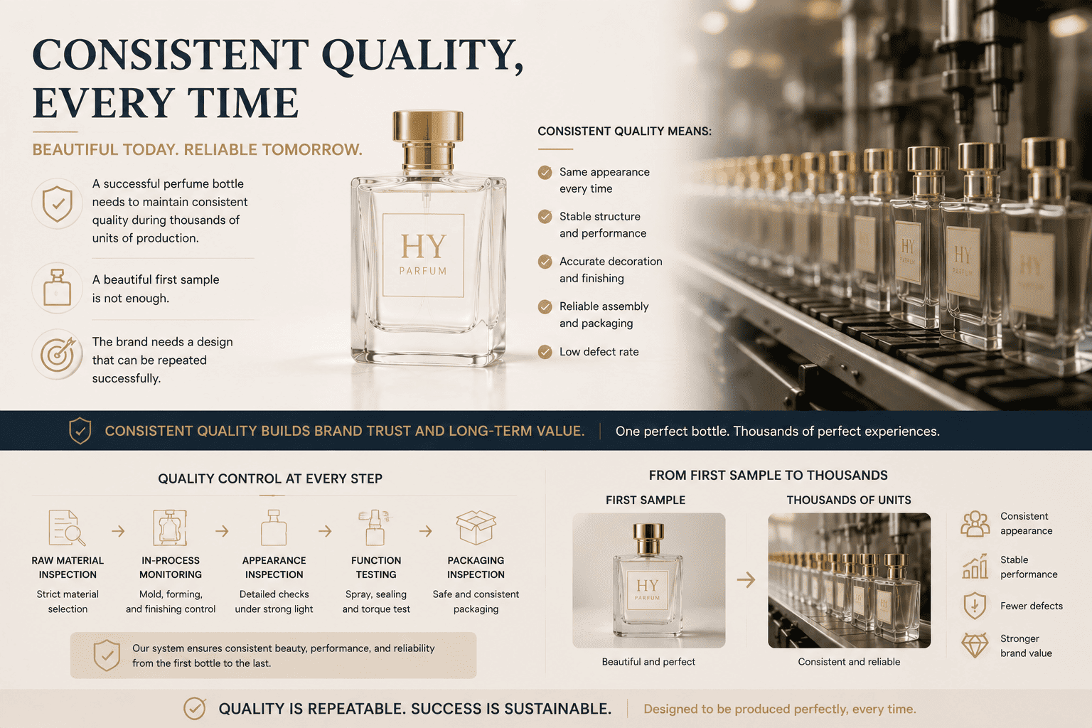 Perfume bottle mass production consistency