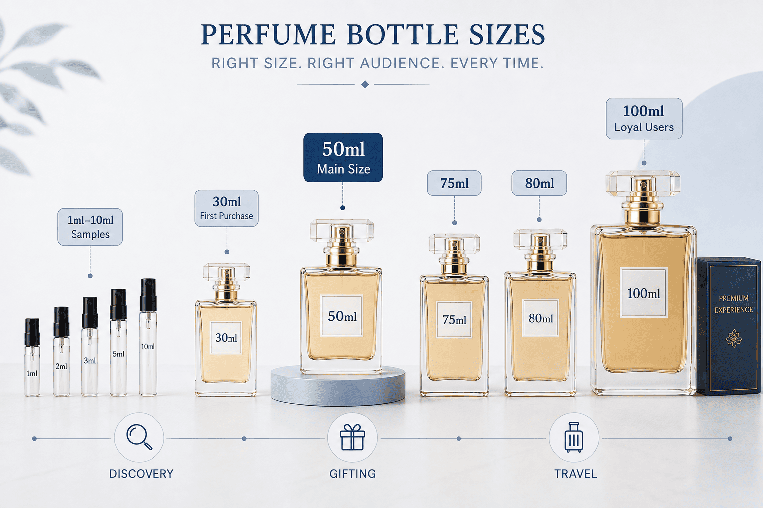 perfume bottle sizes from 10ml to 100ml