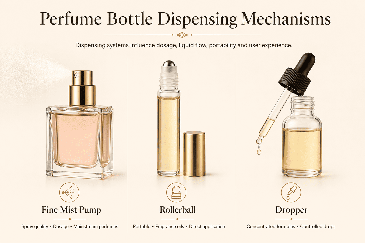 perfume bottle dispensing mechanisms