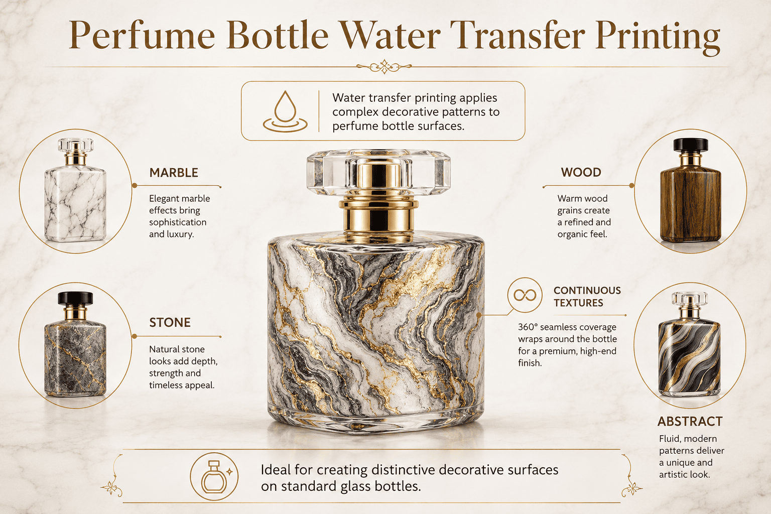 water transfer printing perfume bottle marble pattern