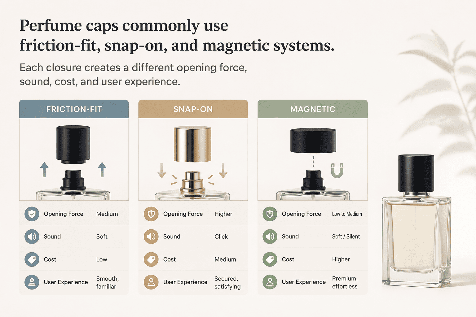 perfume cap closure mechanisms