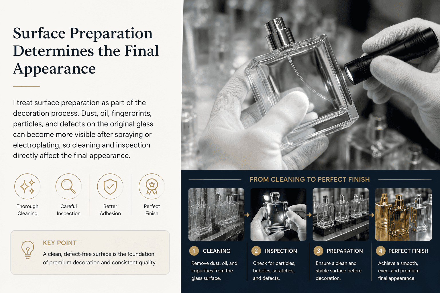 perfume bottle surface preparation quality control