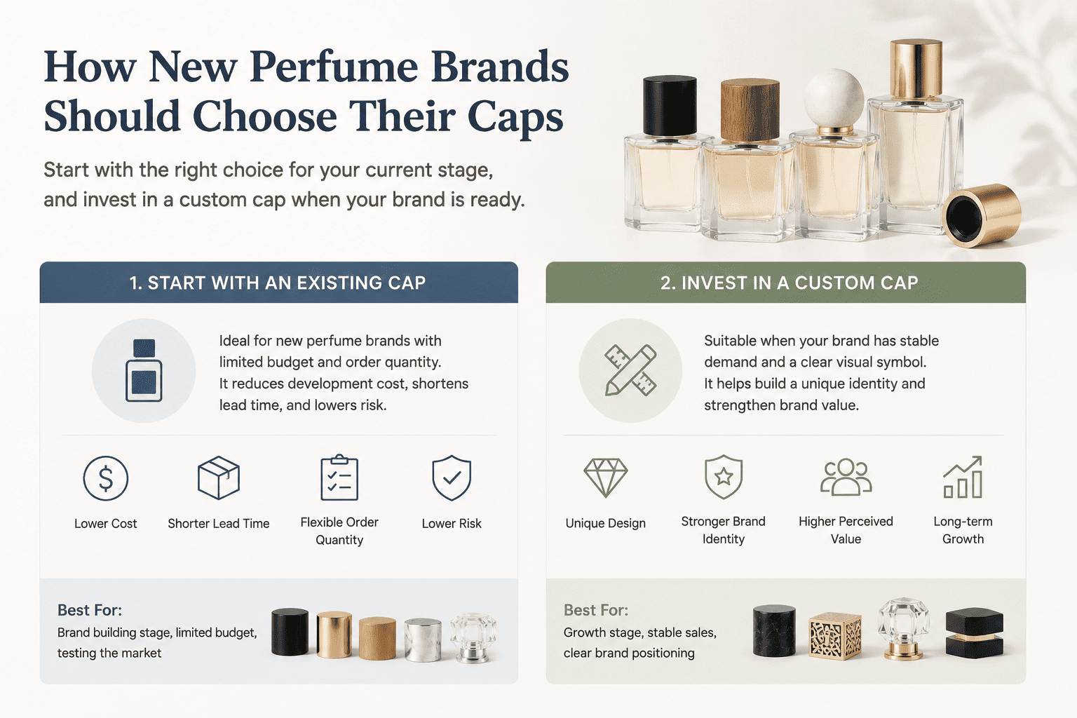 standard and custom perfume bottle caps