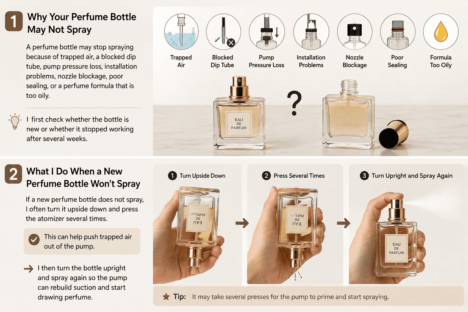 prime new perfume atomizer trapped air