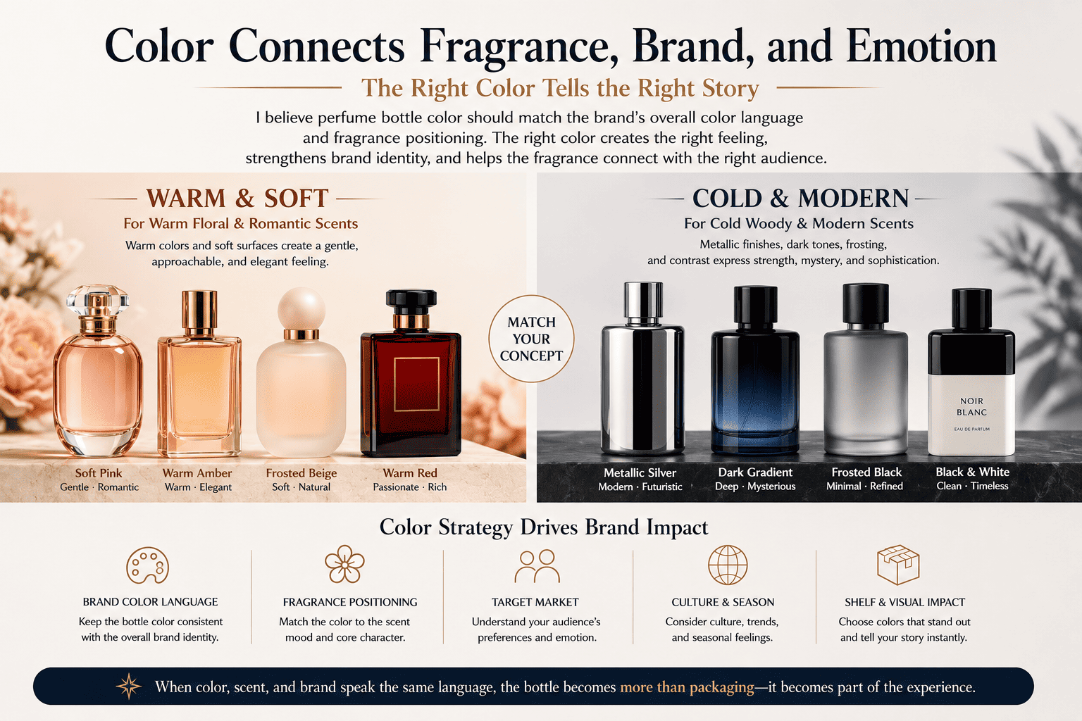 perfume bottle color and brand positioning