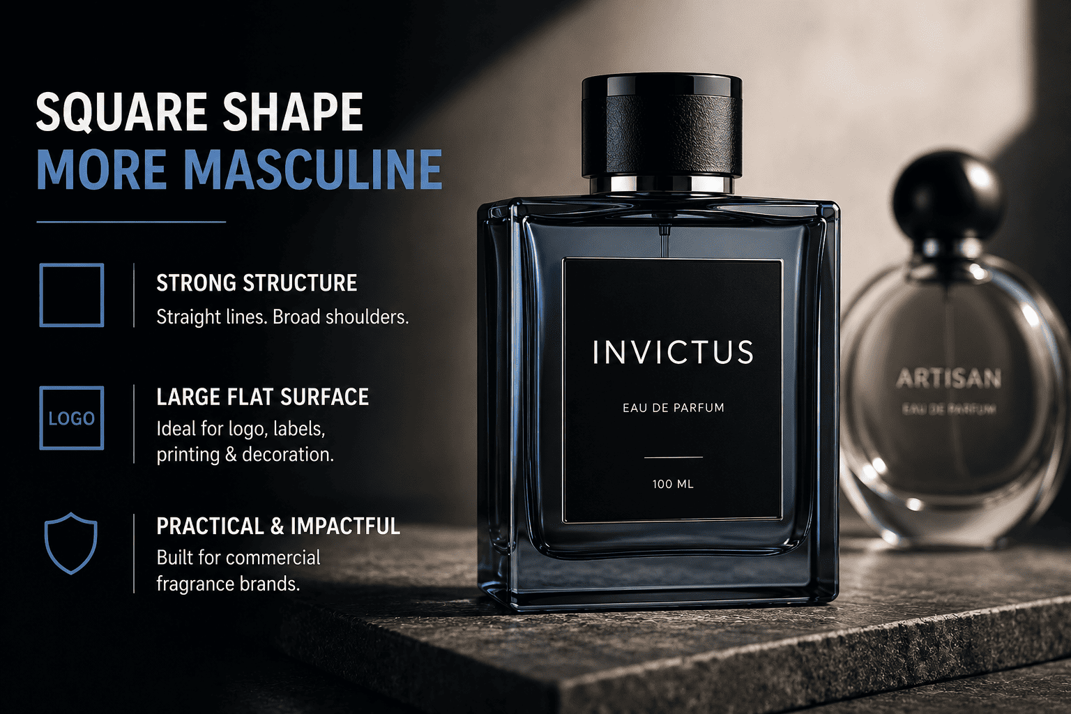 square rectangular mens cologne bottle