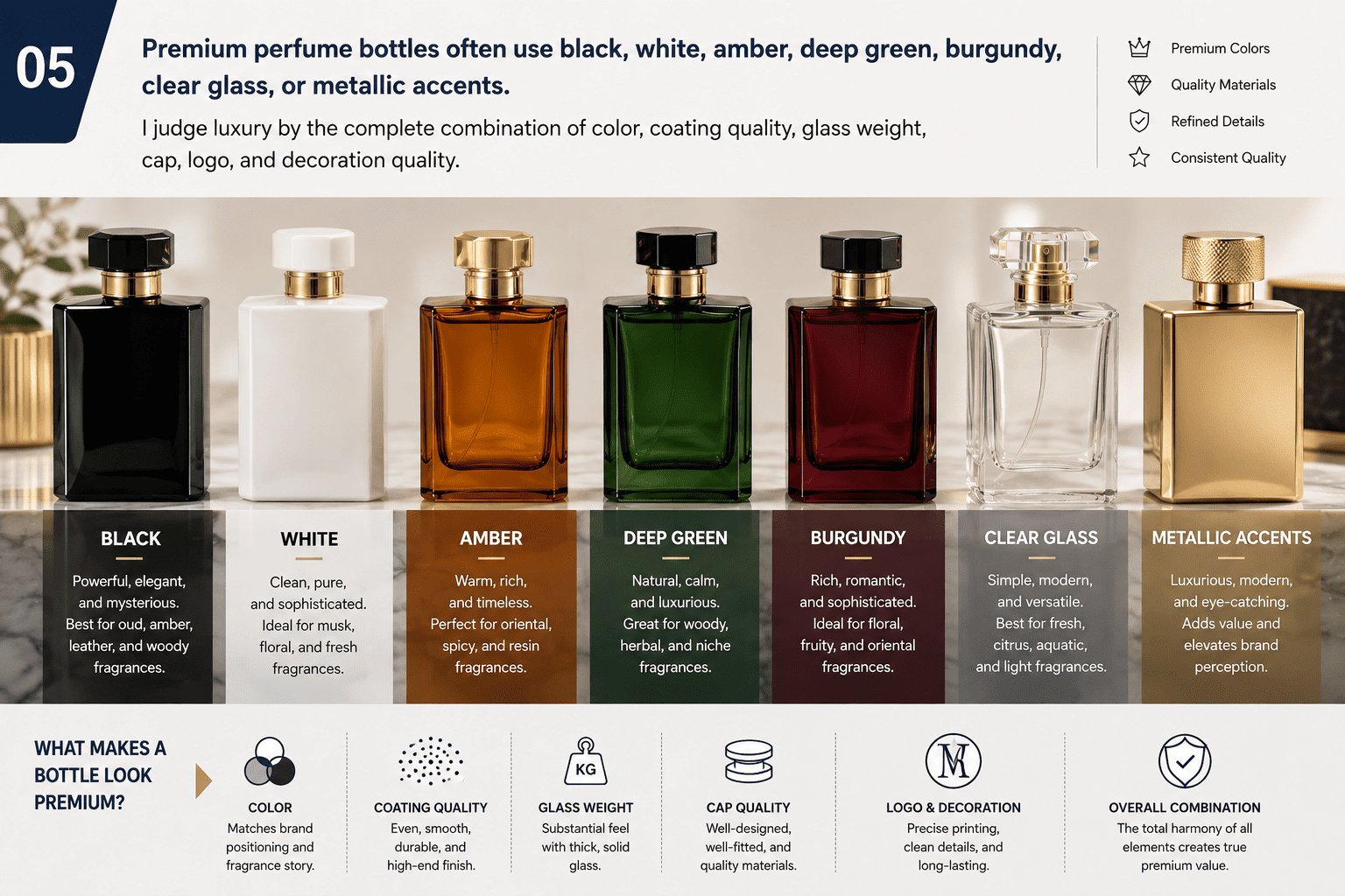 premium perfume bottle colors