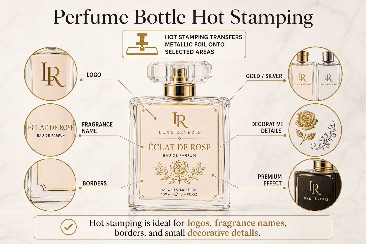 gold silver hot stamping perfume bottles