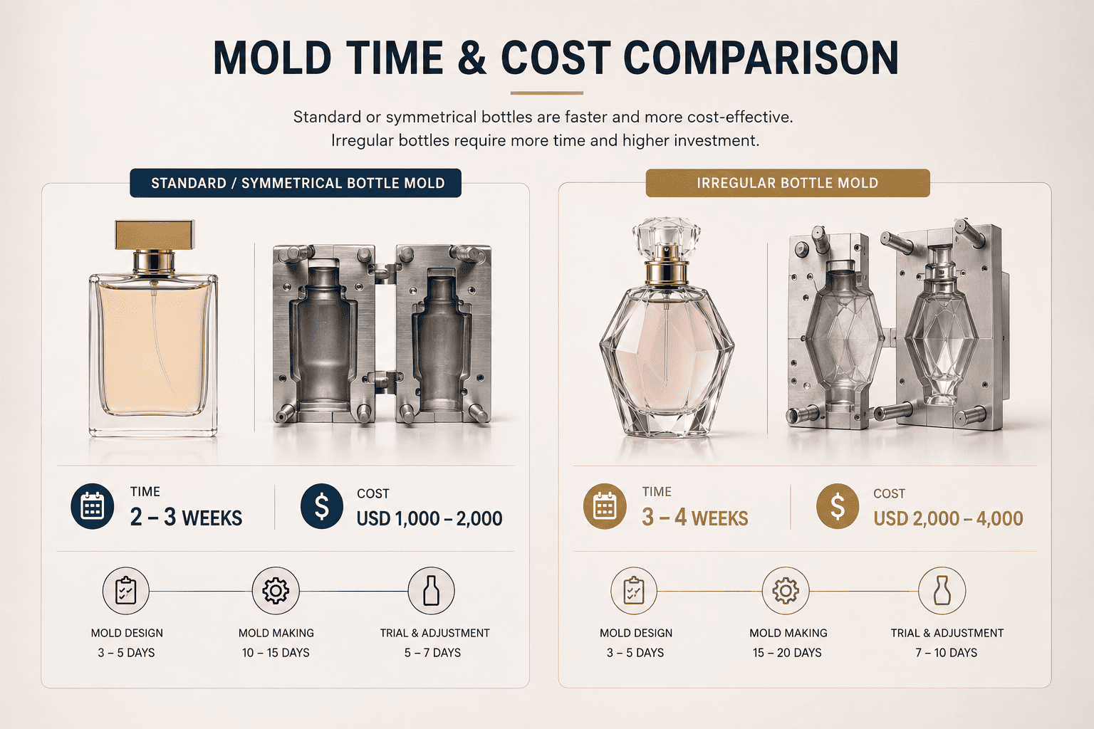 perfume bottle mold cost and development time