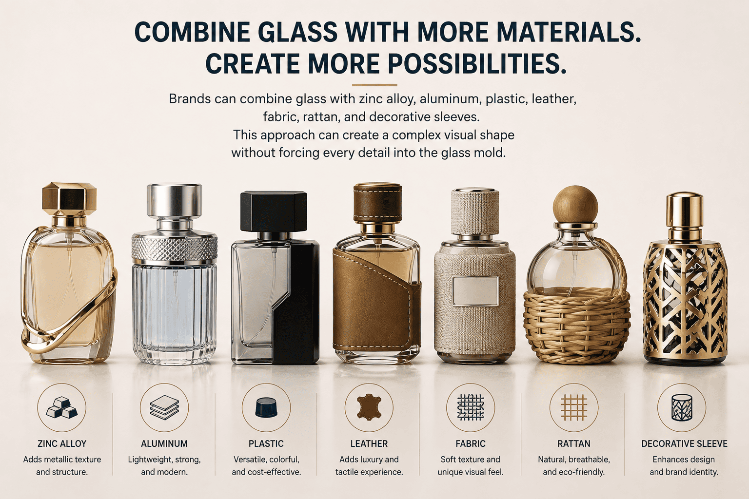 perfume bottle accessories and mixed materials