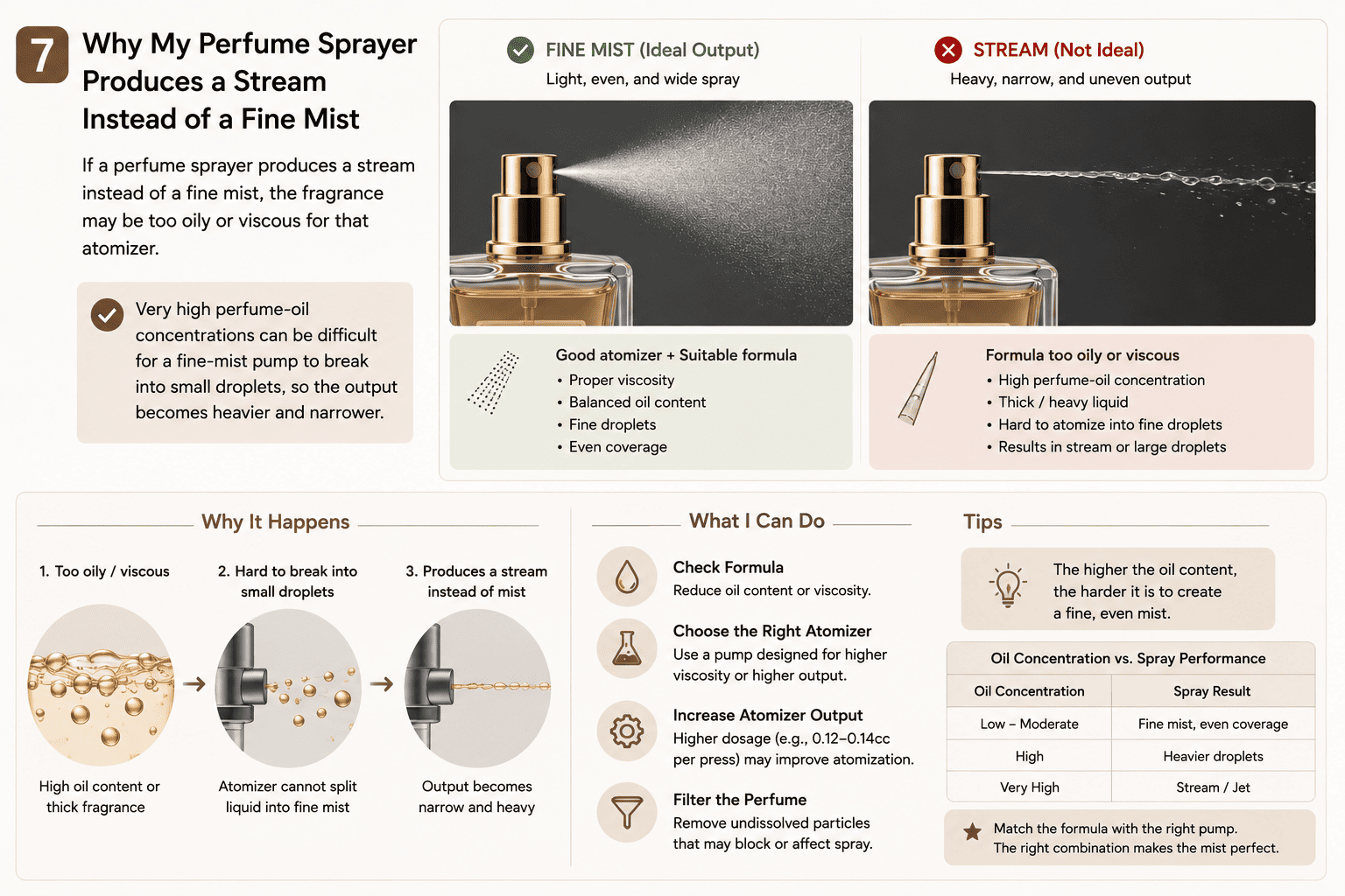 perfume atomizer water stream instead of mist