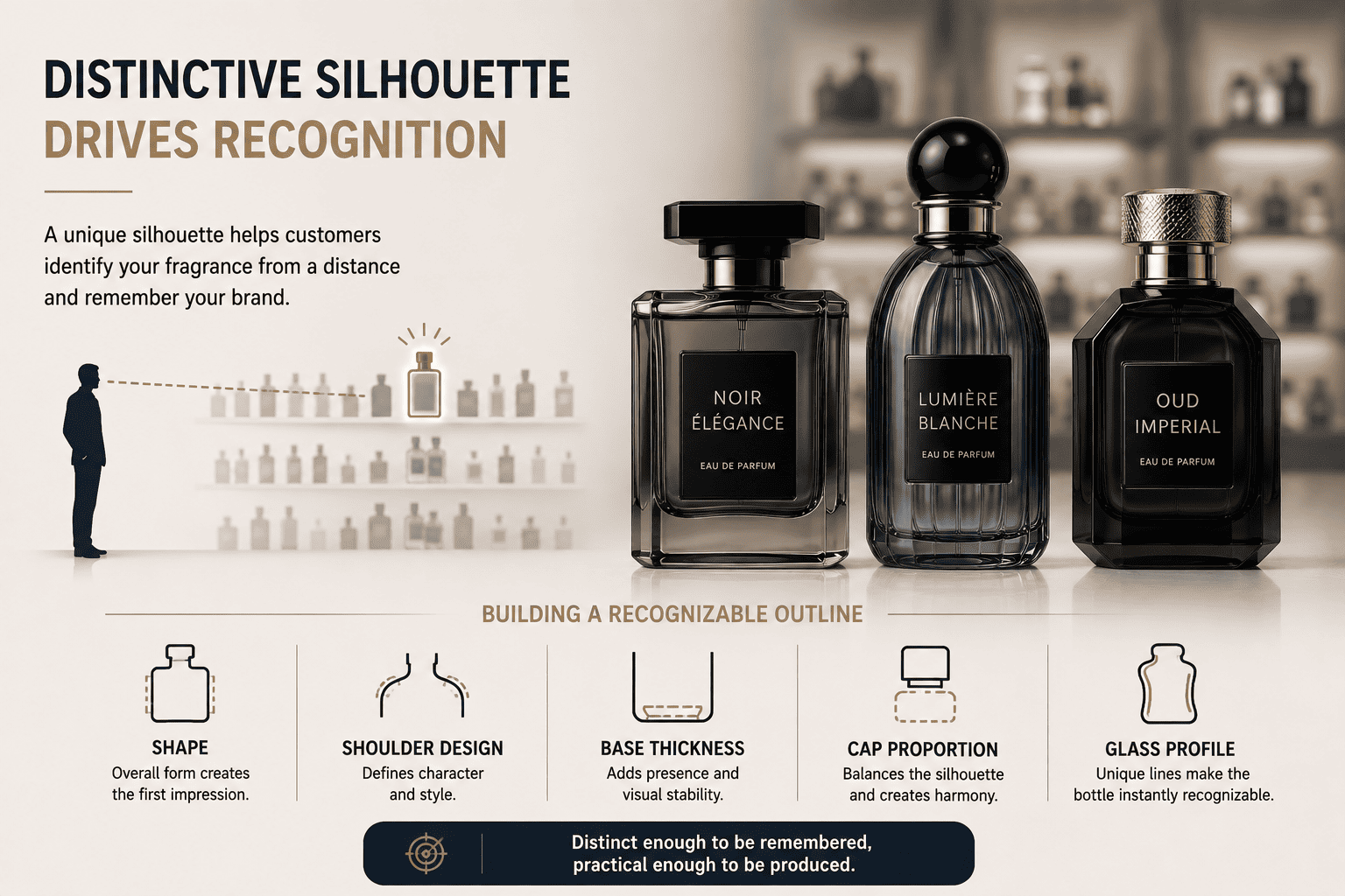 unique cologne bottle silhouette shelf identity