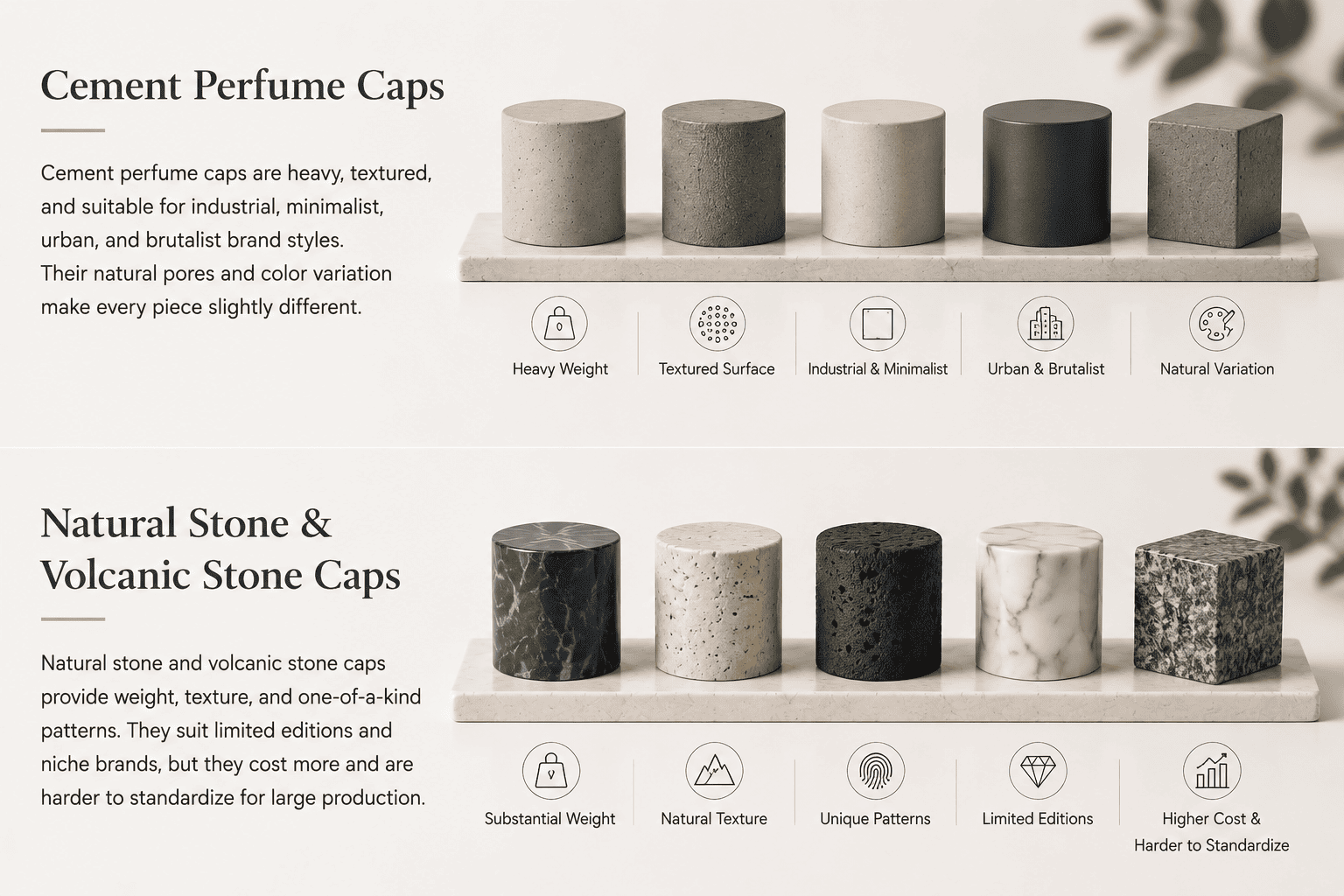 stone and volcanic rock perfume caps