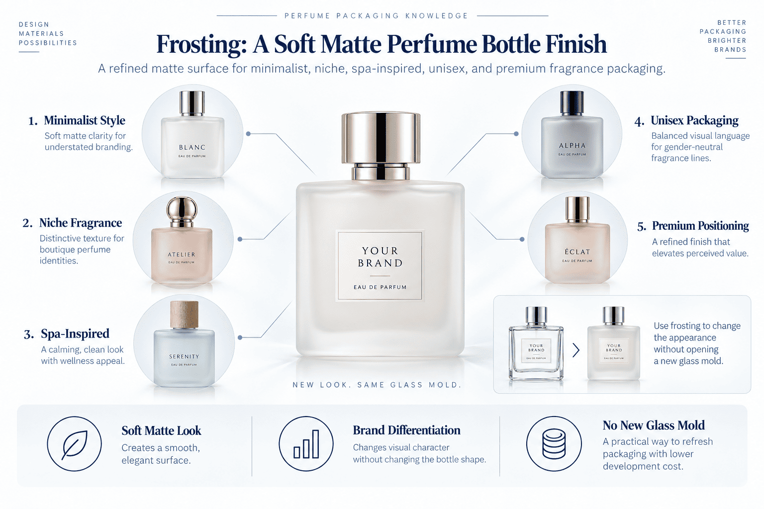 frosted perfume bottle matte glass finish