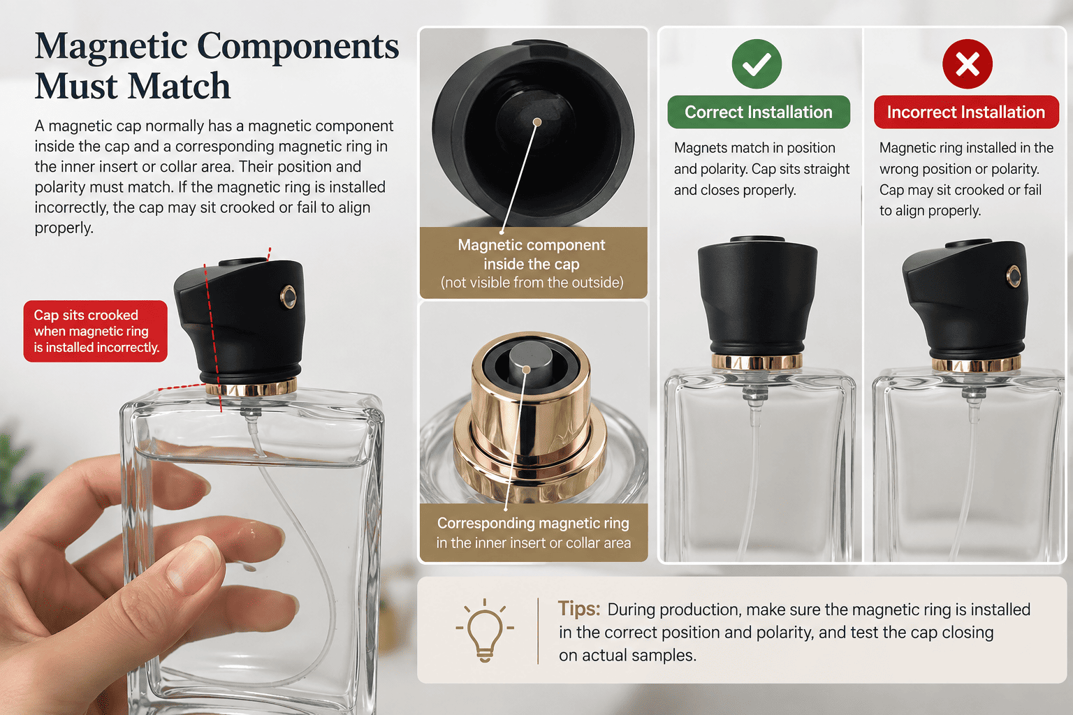 magnetic ring perfume cap inner insert