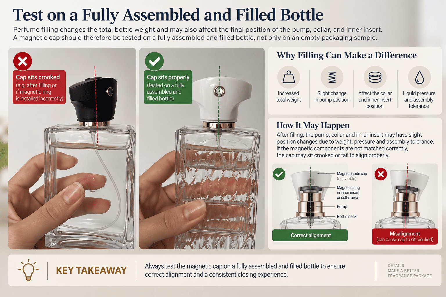 perfume filling magnetic cap testing