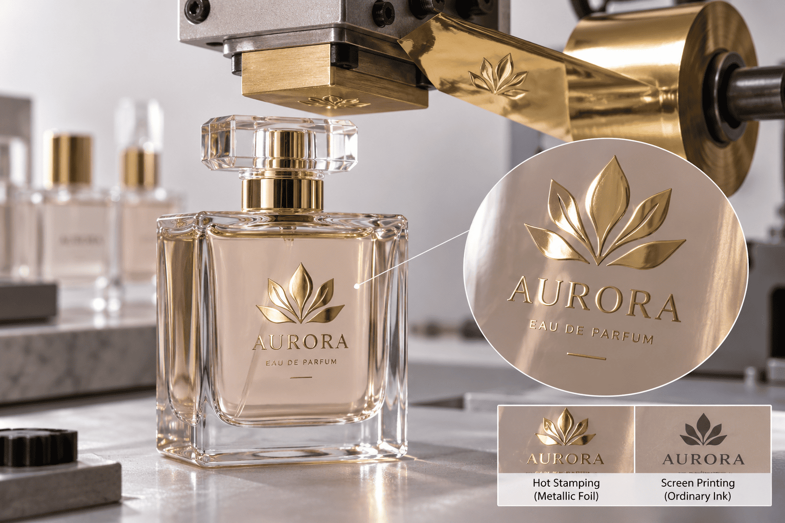 gold hot stamping perfume bottle