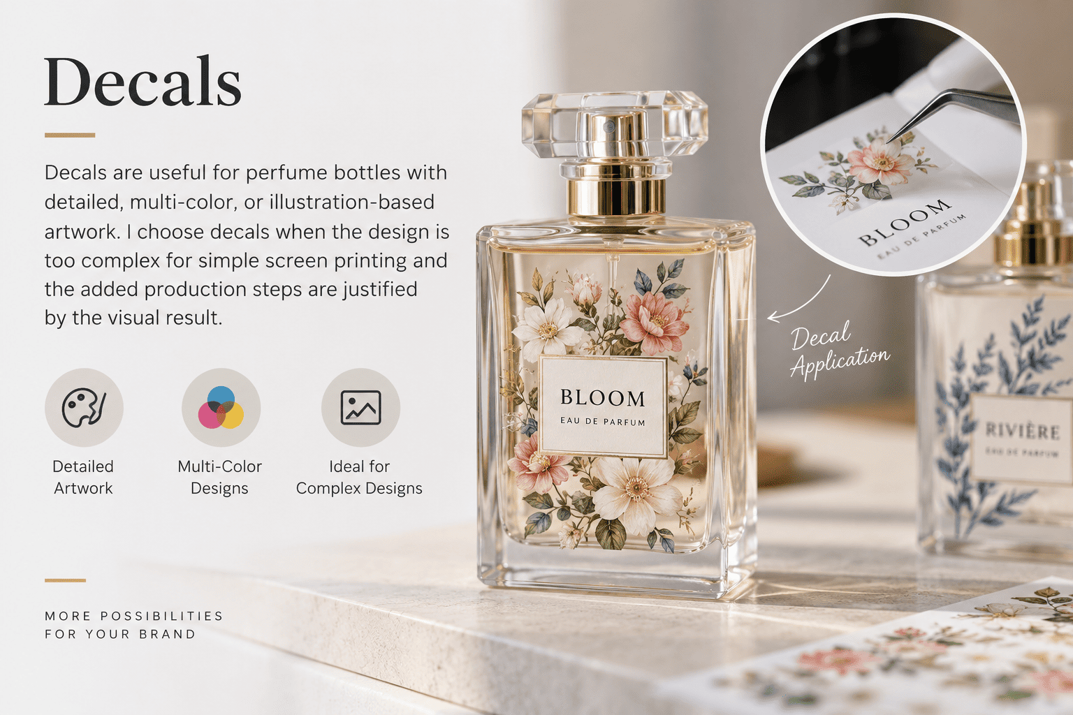 decal decoration perfume glass bottle