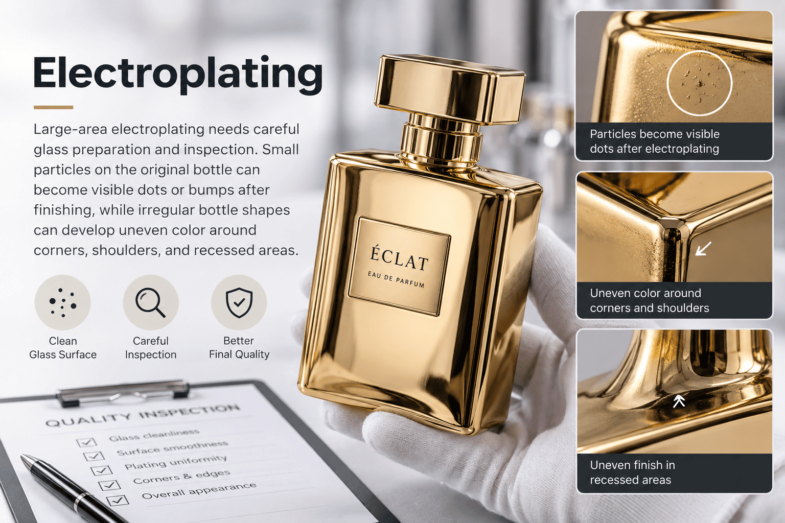 electroplated perfume bottle luxury metallic finish