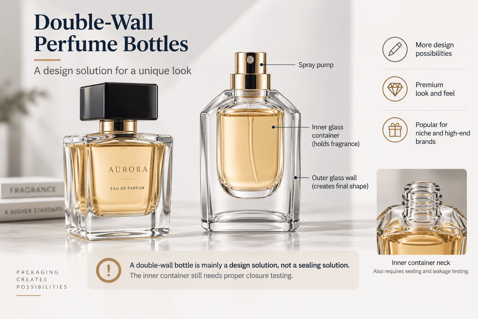 double wall glass perfume bottle