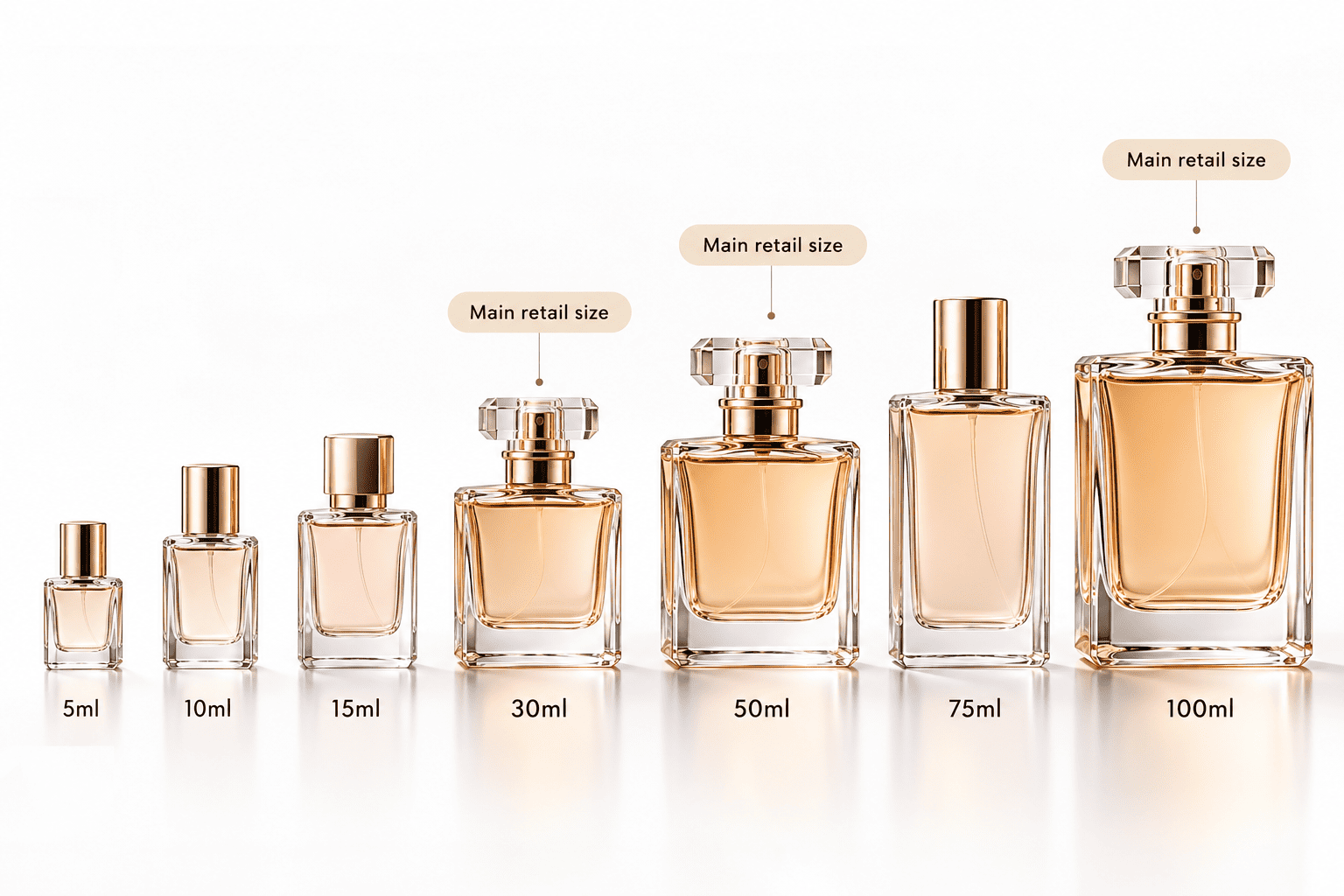 standard perfume bottle sizes 30ml 50ml 100ml