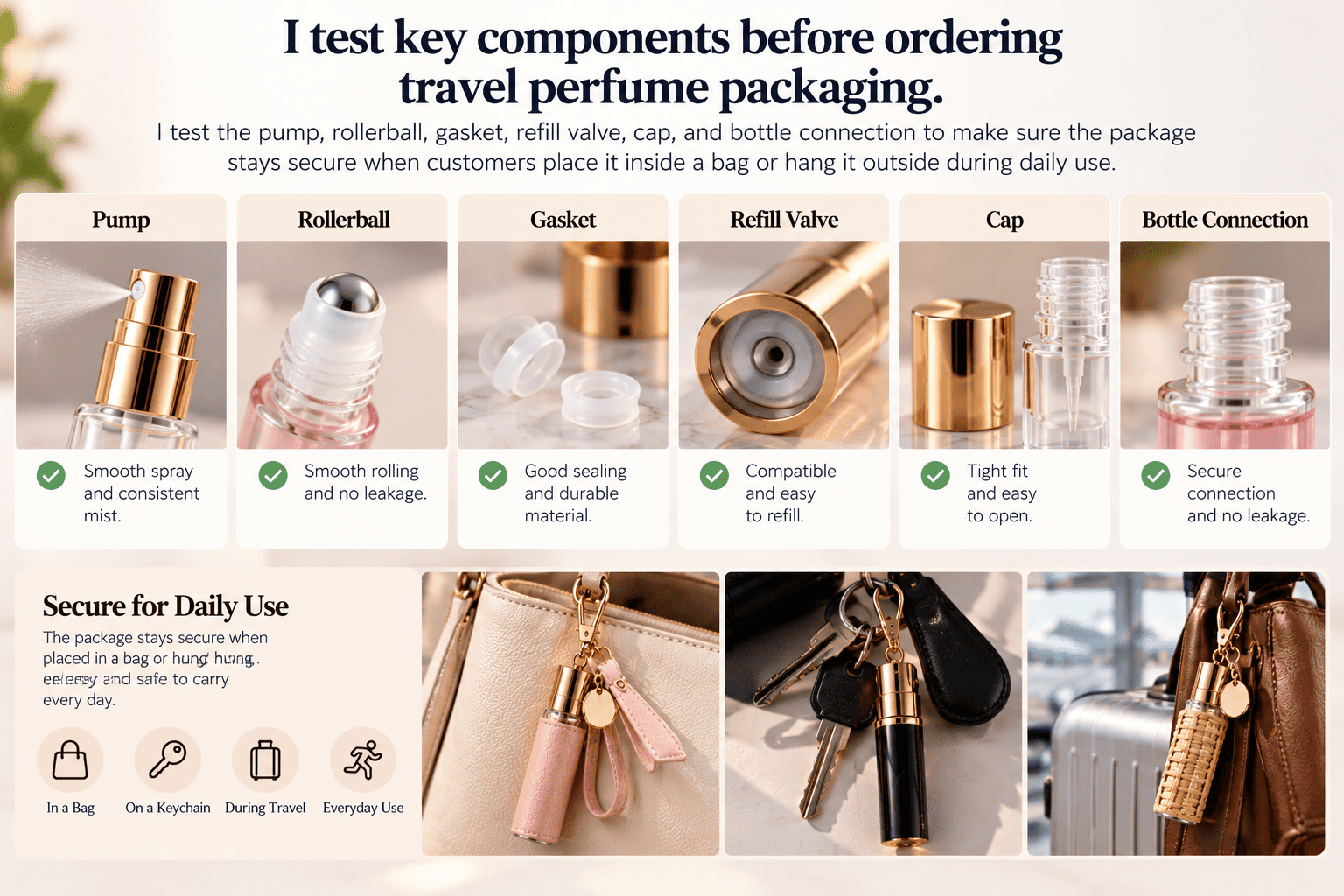 travel perfume bottle leakage test