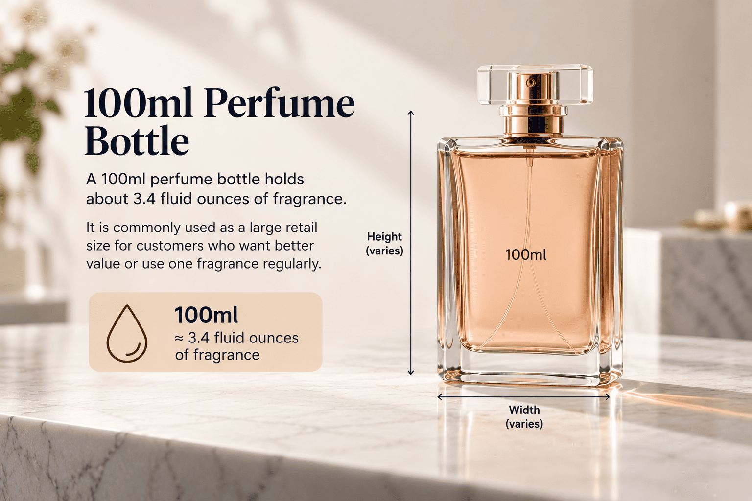 100ml perfume bottle size dimensions