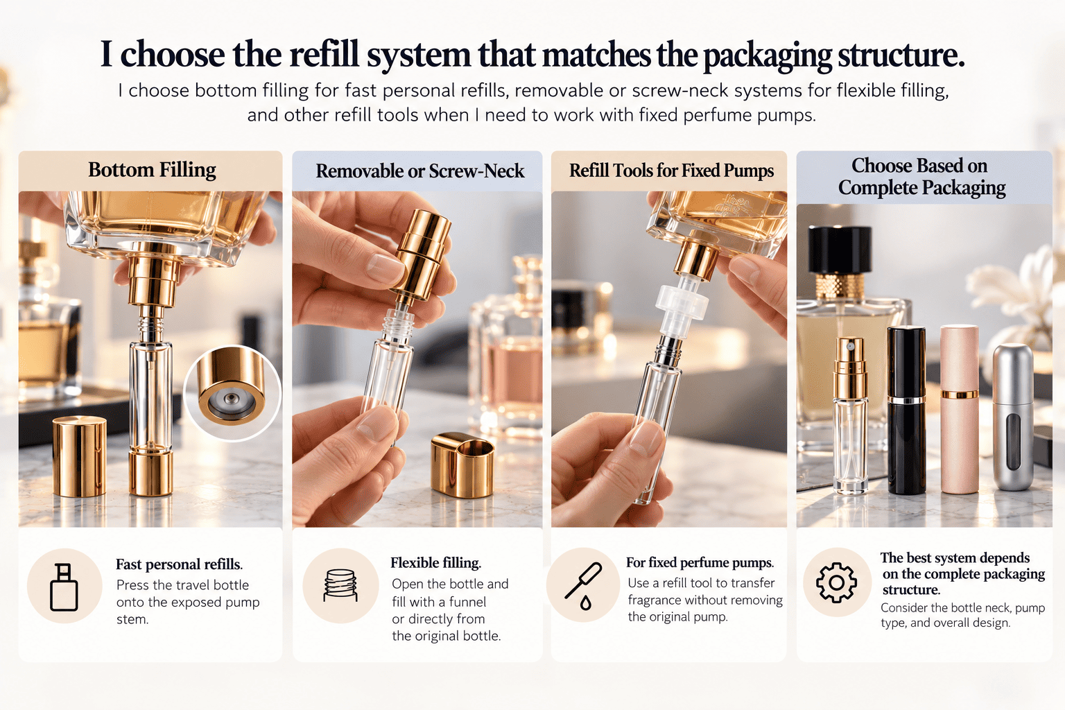 refillable travel perfume bottle refill system