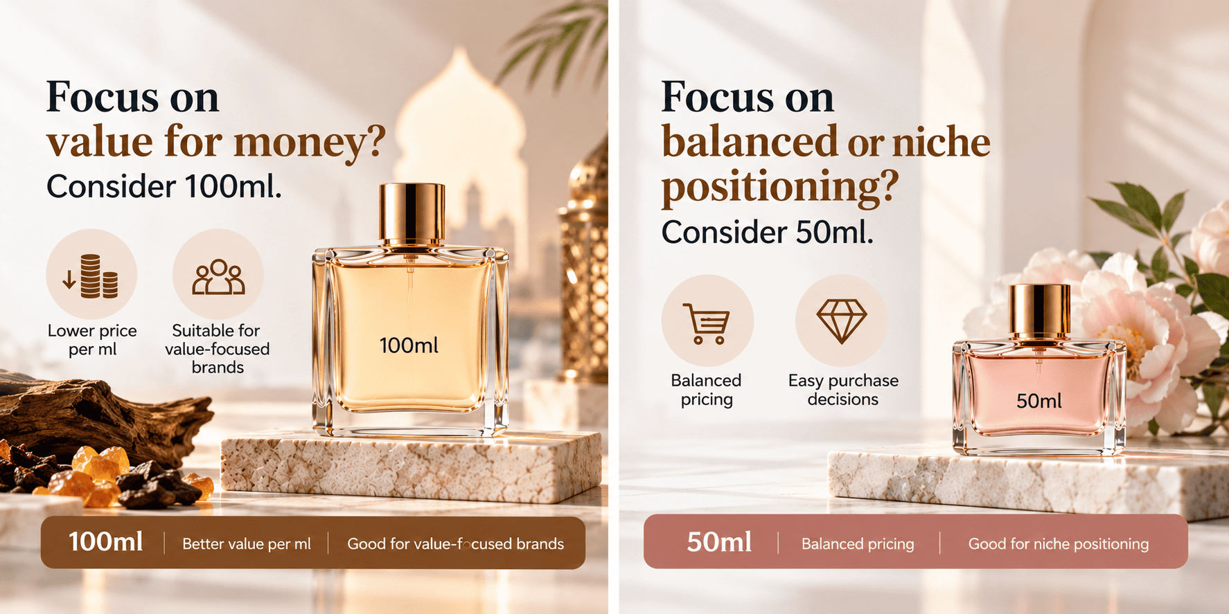 perfume bottle size and brand positioning