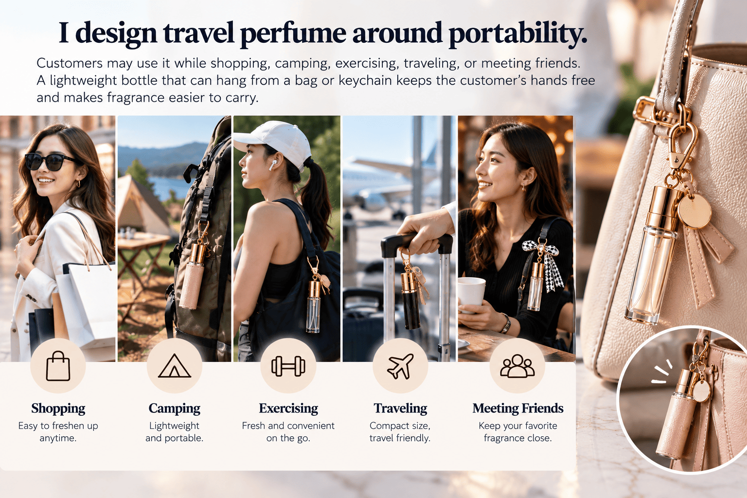 portable perfume bottle outdoor summer bag charm